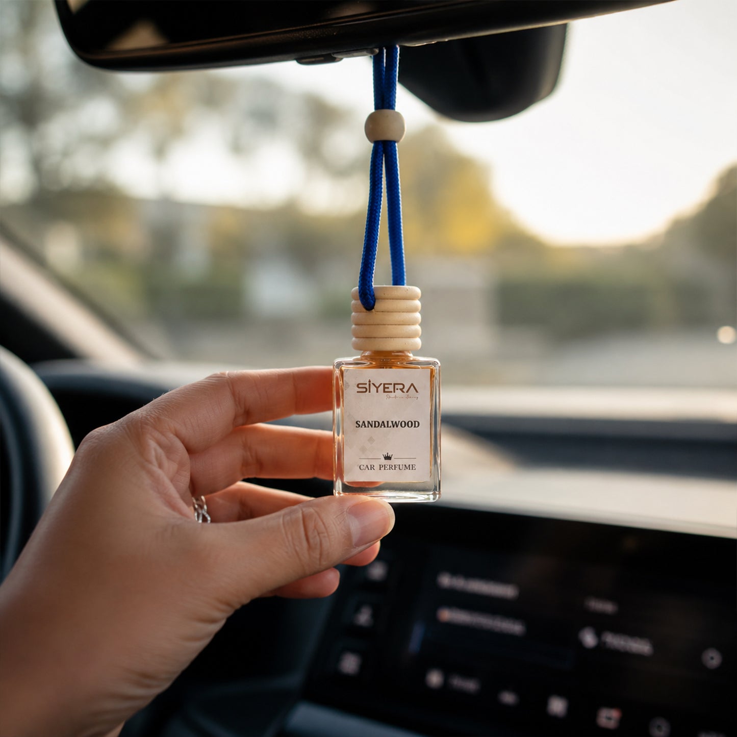 Sandalwood Car Perfume Hanging Air Freshener with Wooden Cap (1 Pc)