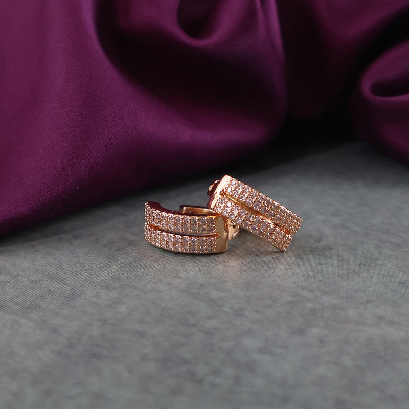 Elegant Double Row CZ Stone Hoop Earrings for Women