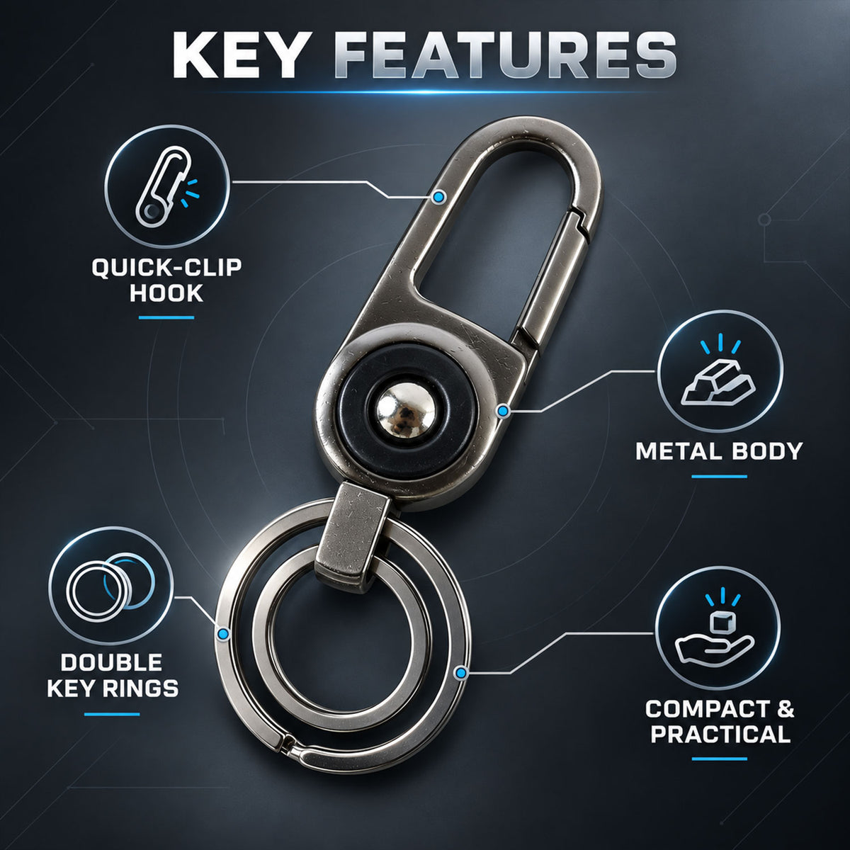 Metal Keychain with Carabiner – Durable & Stylish Organizer