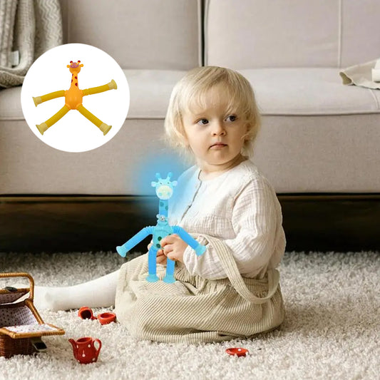 LED Telescopic Suction Cup Giraffe Toy, Tubes Fidget Toys, Shape Changing Telescopic Sensory Tubes Fidget Tubes Sensory Toys Suction Toy, Funny Gift (3 Pcs Set)