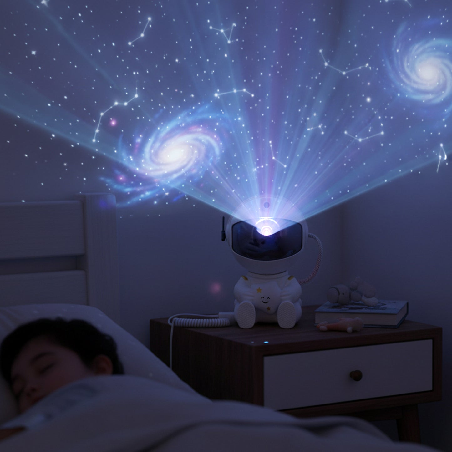 Astronaut themed galaxy star projector night light