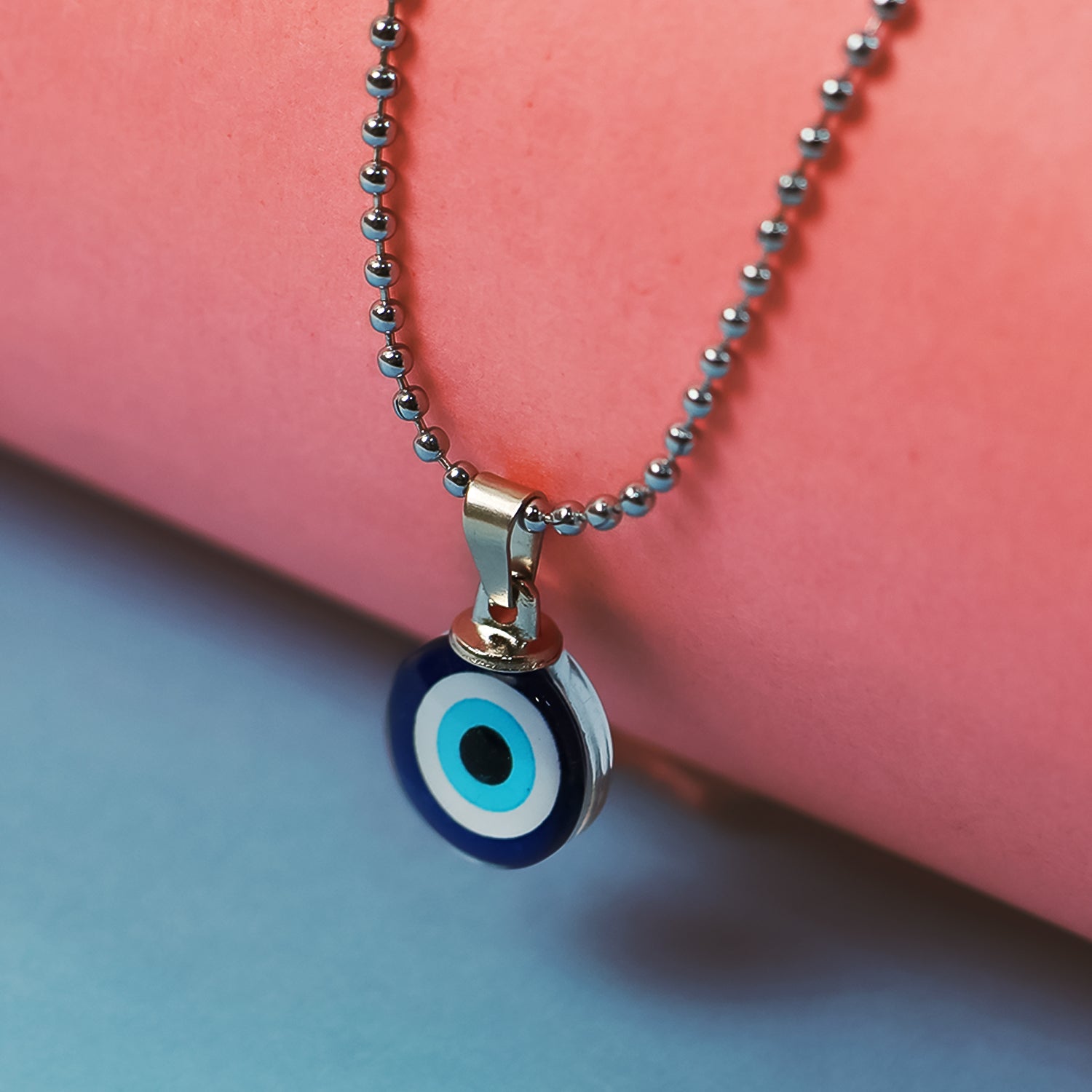 Tiny Blue Turkish Evil Eye Pendant Chain Necklace For Men And Women