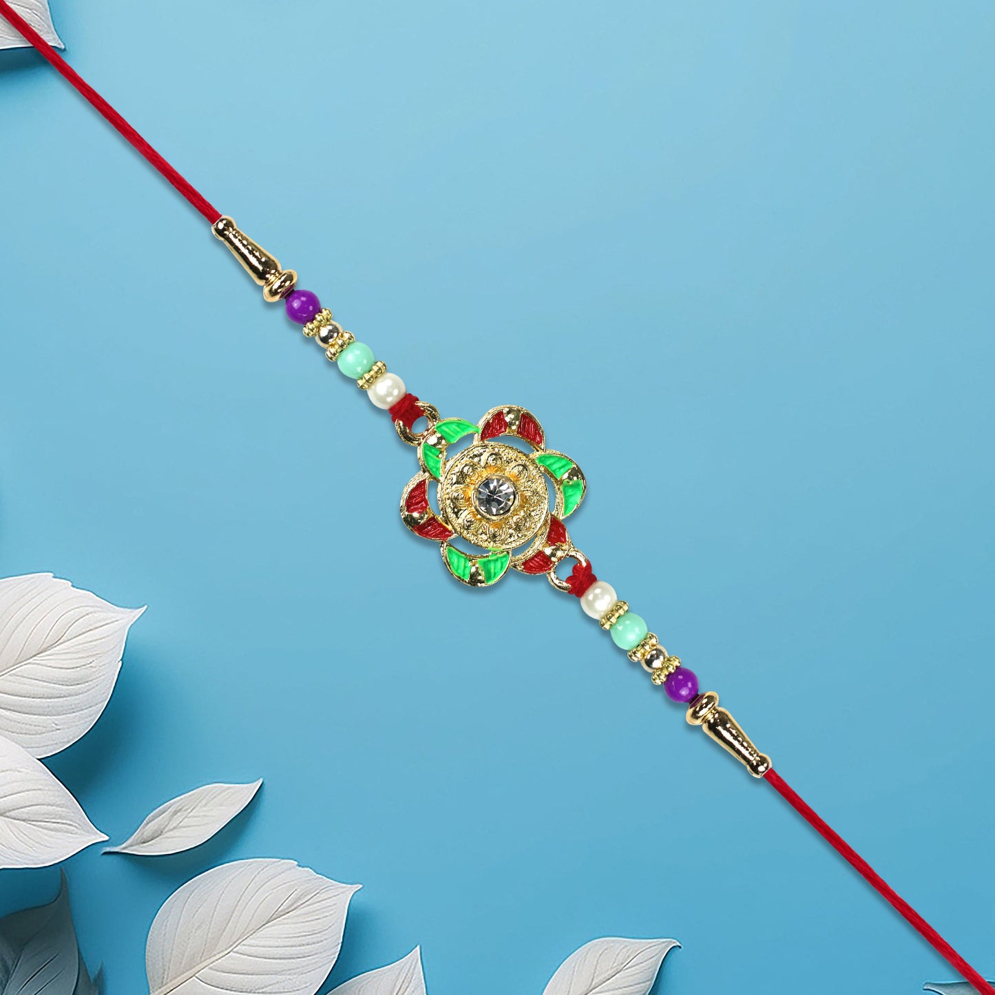 golden floral rakhi