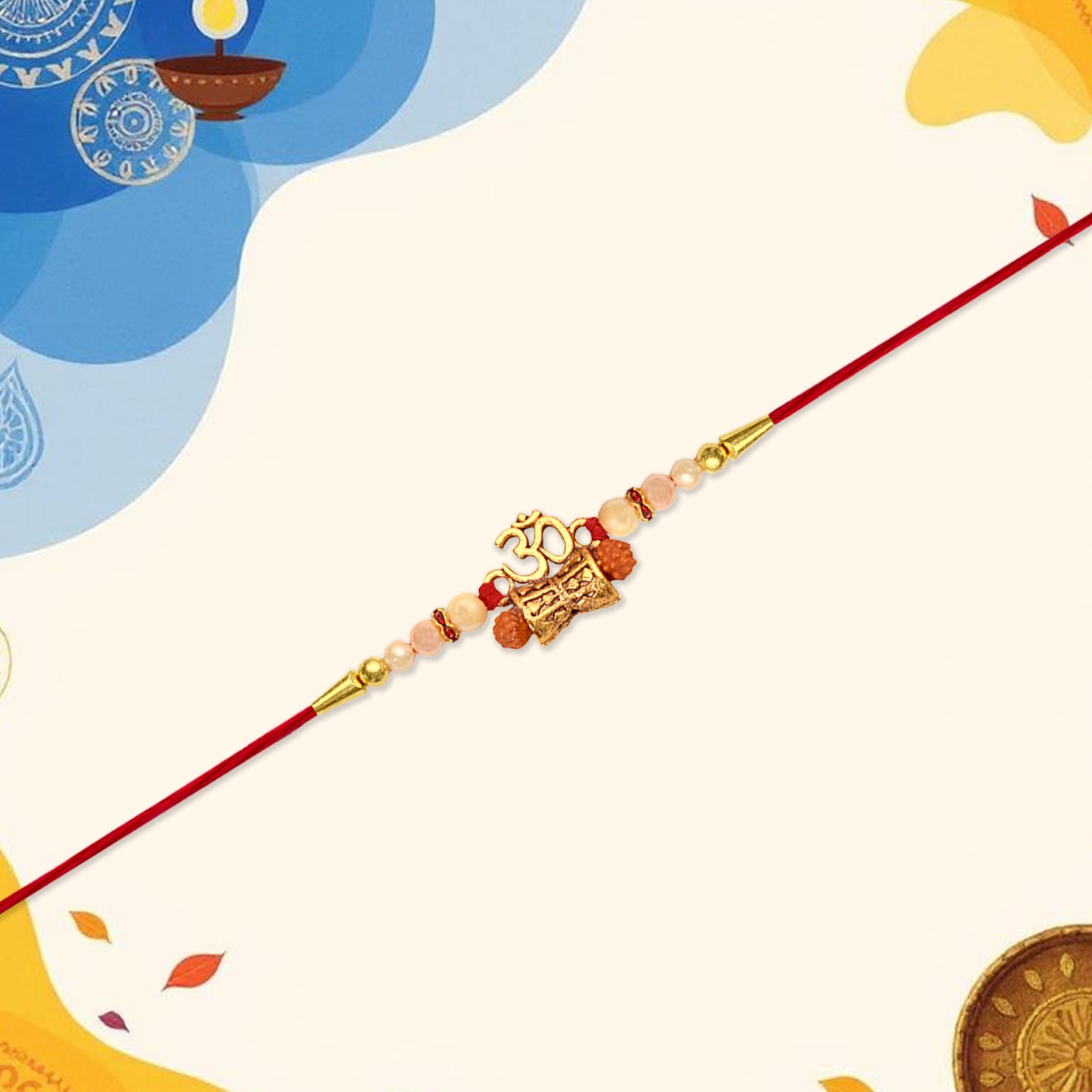 Golden Charm Rakhi displayed on hand