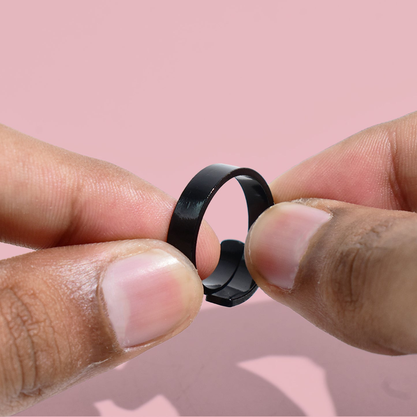 Personalized Glossy Black Adjustable Name Ring