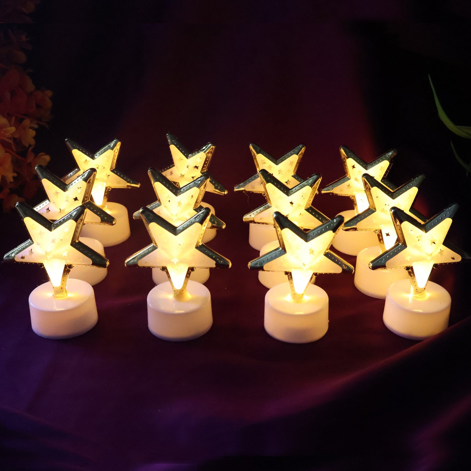 Decorative Star Shaped Flameless LED Candles (12 Pc)