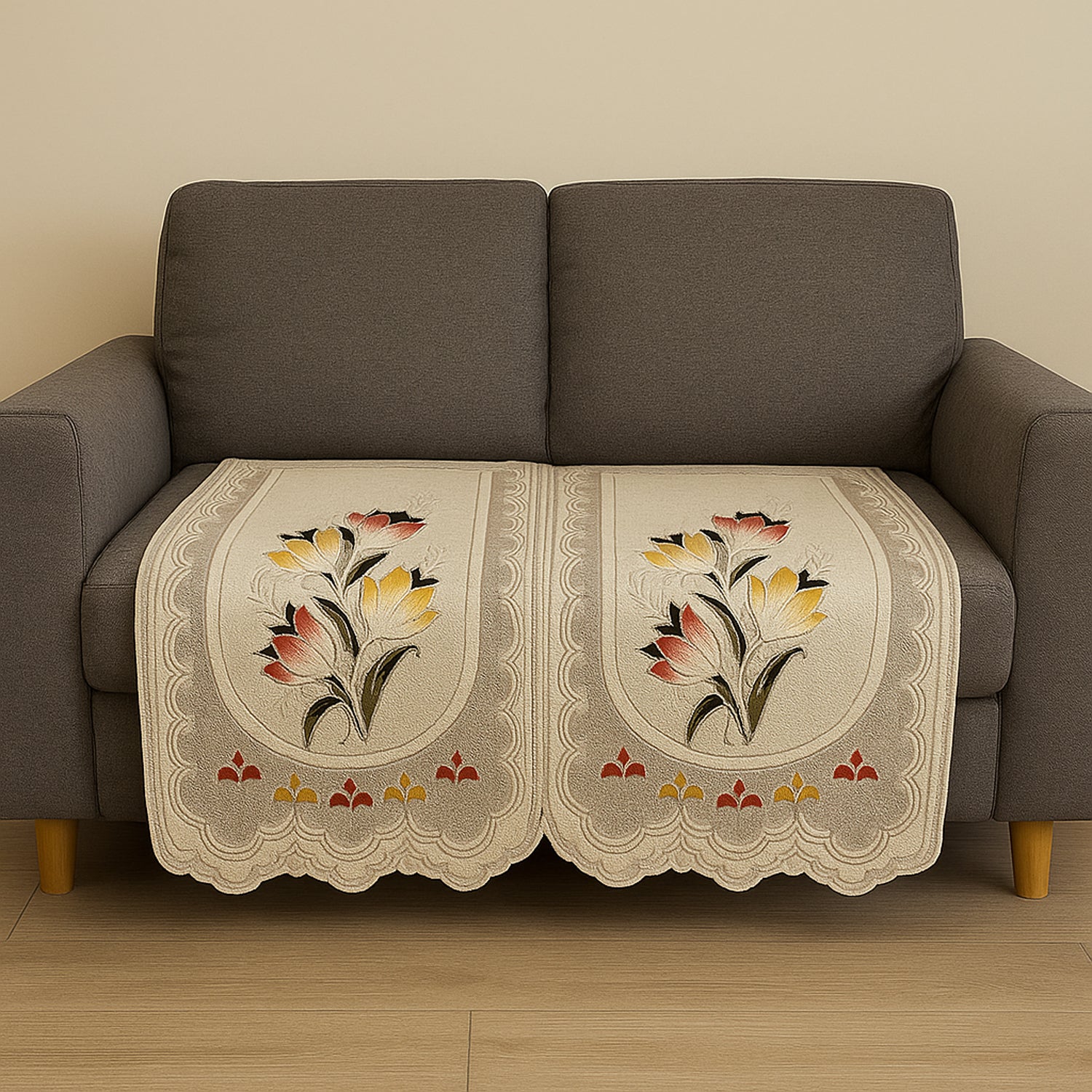 Floral Sofa Protector Runner - (1 Pc / 220x27 Inch)