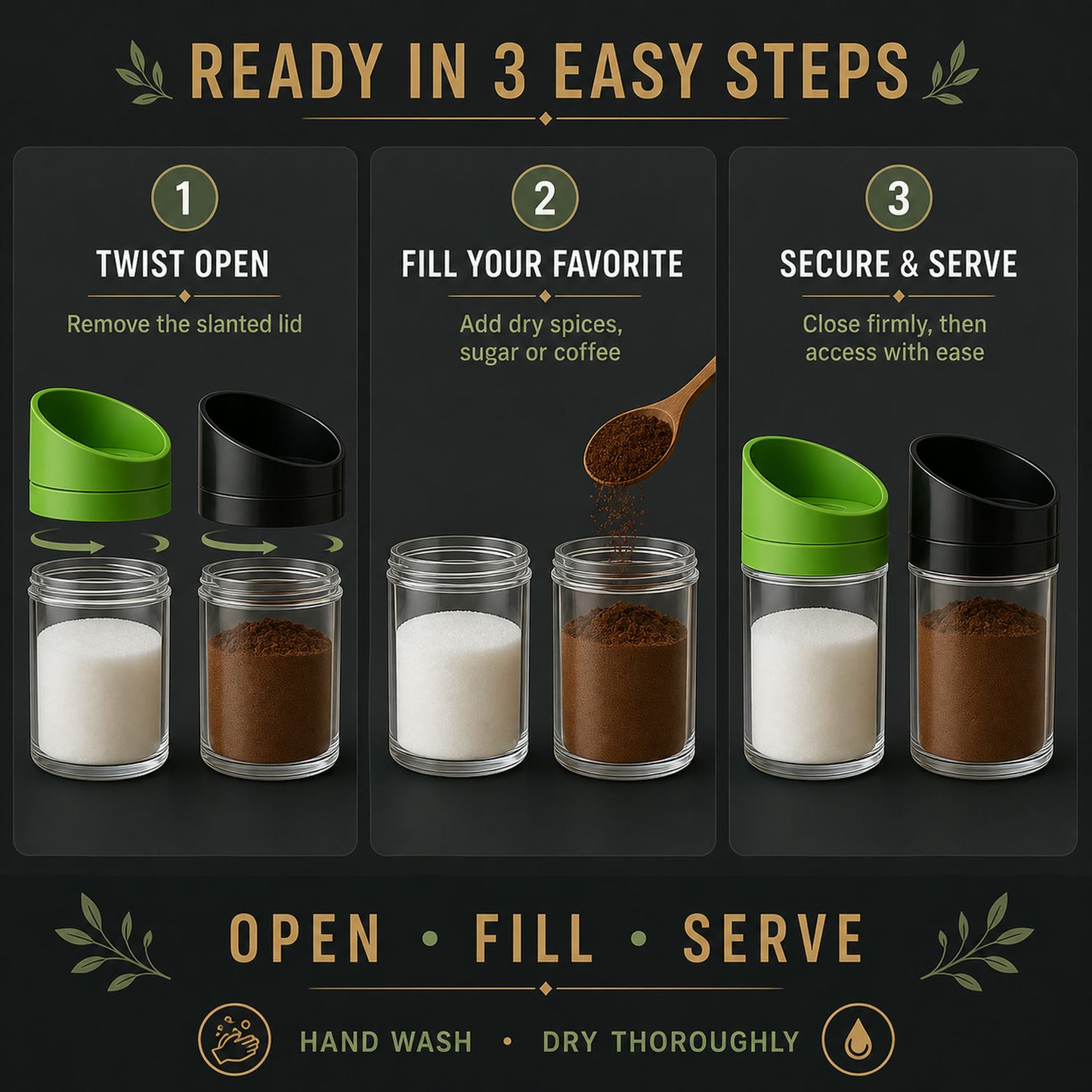 Kitchen Storage Jars – Airtight 2-Piece Slant-Lid Set