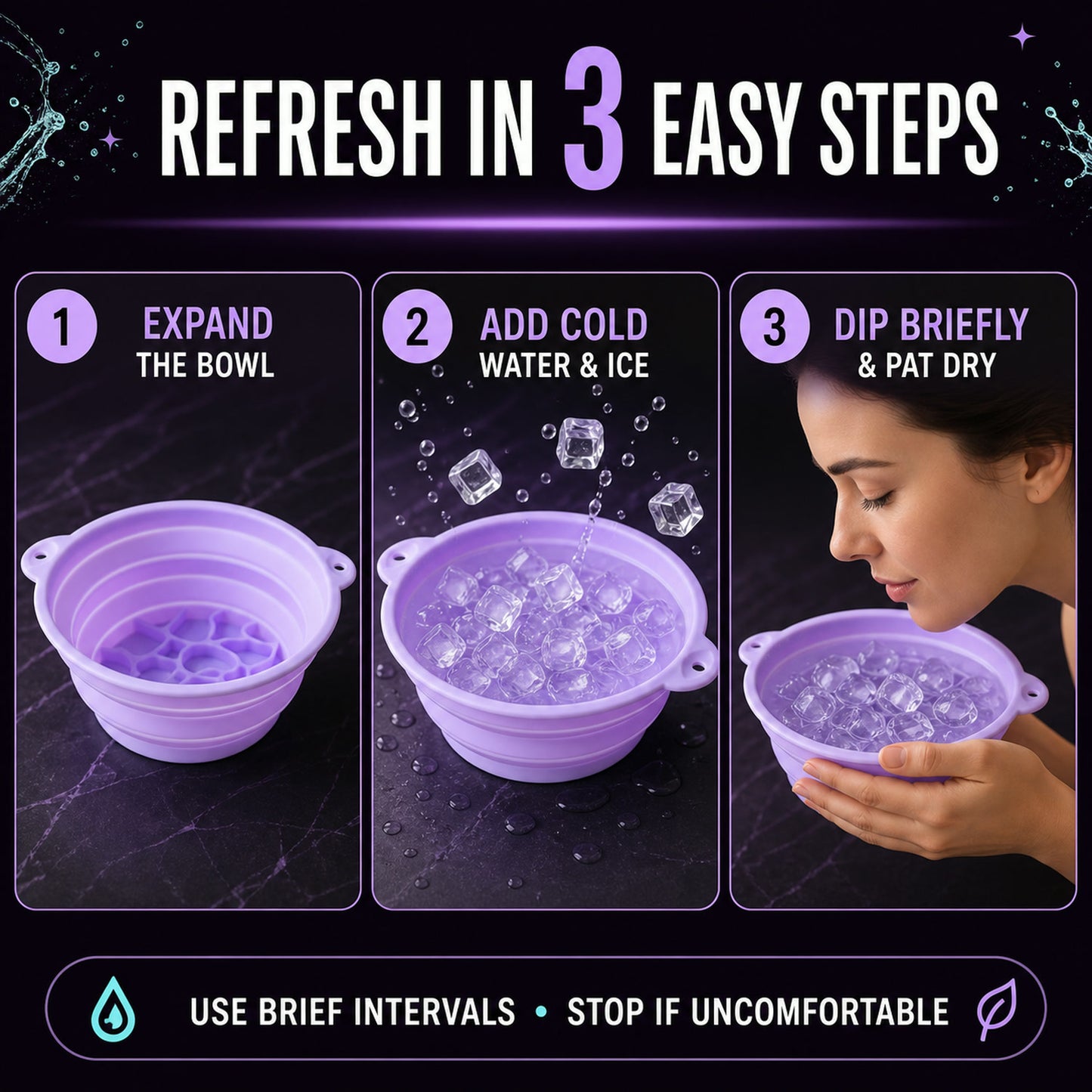 Folding Silicone Facial Ice Bath Bowl – Collapsible & Space-Saving, Face Bowl, FACIAL BOWL, ICE BOWL