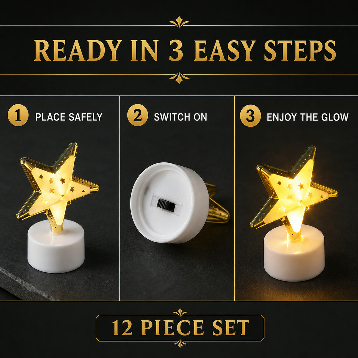 Star Shaped Flameless LED Candles – Safe & Elegant Décor Set