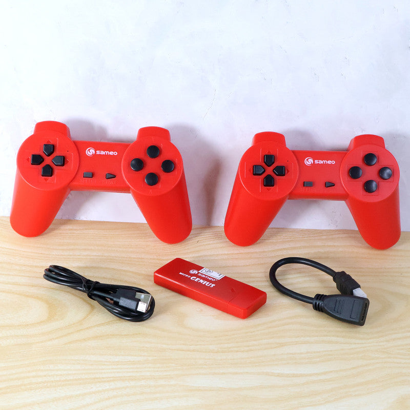 Sameo Micro Genius HDMI Gaming Console with Dual Wireless Controllers – Plug and Play Retro Game System with 800 Built-in Games