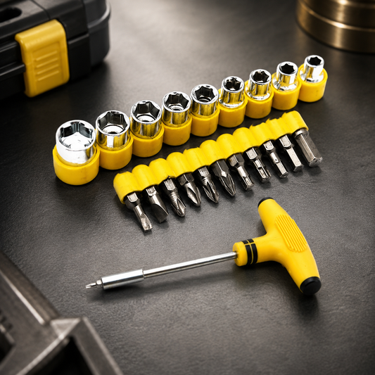 Ratchet Socket Set – 21-Piece T-Shape Tools | XcelCraft