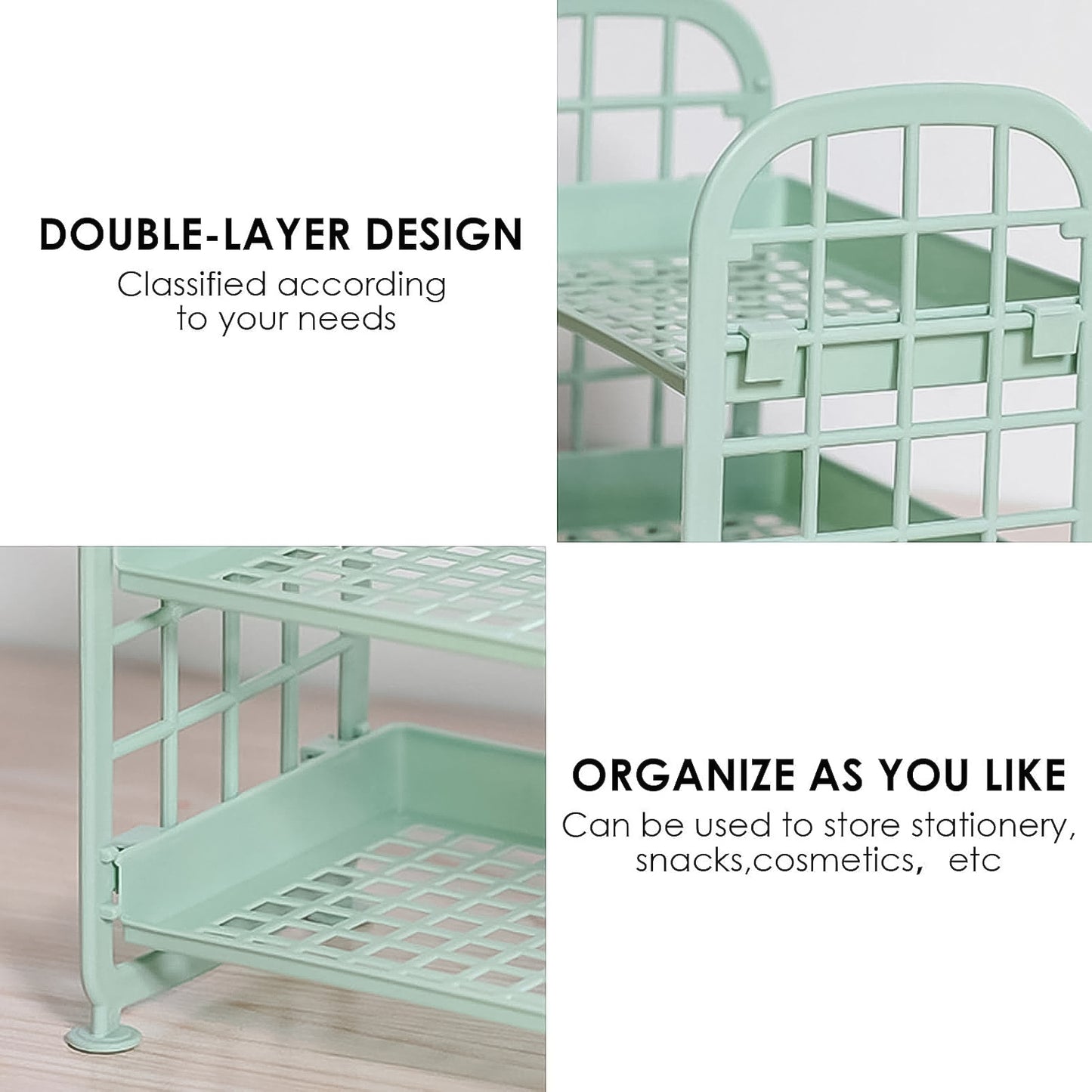 7942 2લેયર ફોલ્ડેબલ પ્લાસ્ટિક સ્મોલ સ્ટોરેજ શેલ્ફ, બાથરૂમ શેલ્ફ શાવર કેન્ડી કોર્નર રેક કિચન શેલ્ફ ઓર્ગેનાઈઝર