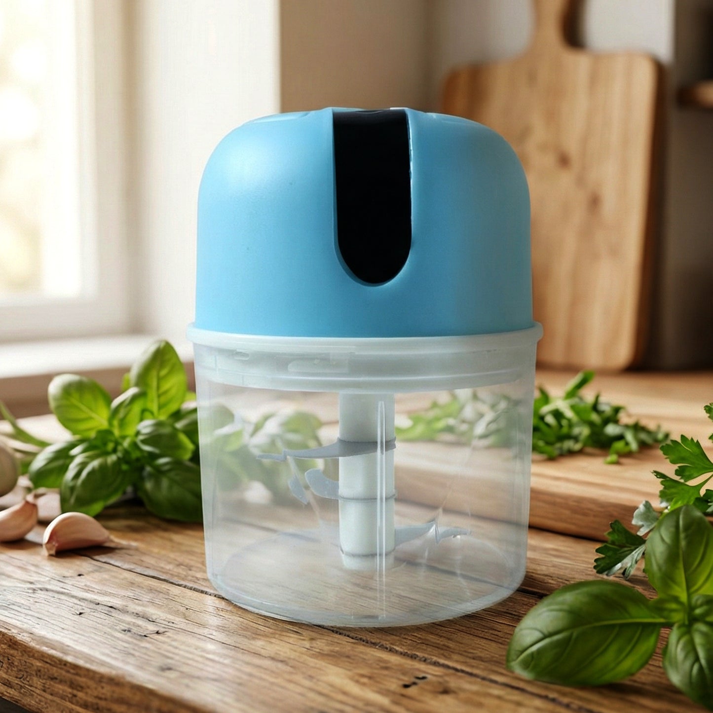 Wireless USB Rechargeable Mini Electric Garlic Machine / Chopper 3 Blades (300Ml)