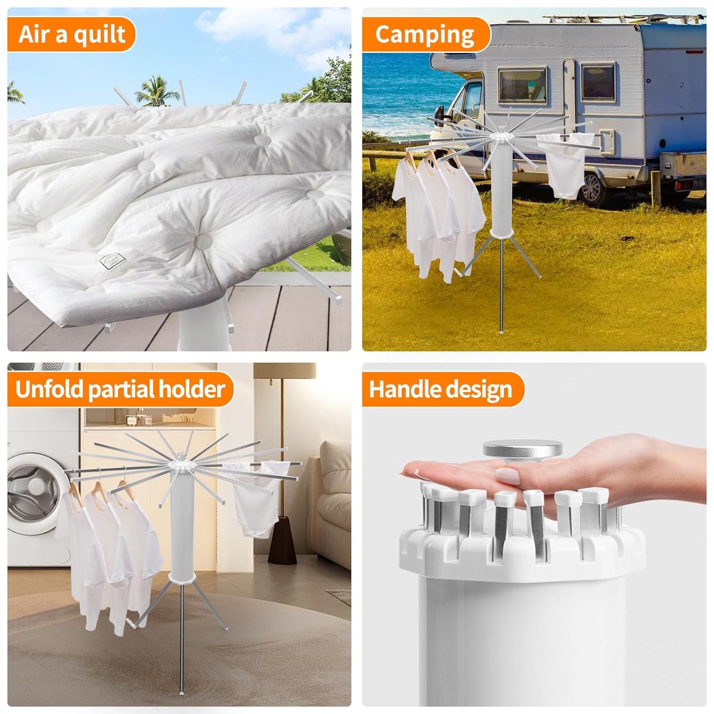 Rotating clothes drying stand with multiple arms