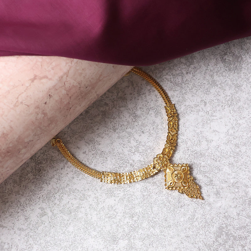 Traditional Floral Drop Choker Necklace Set – Elegant Festive & Wedding Jewellery