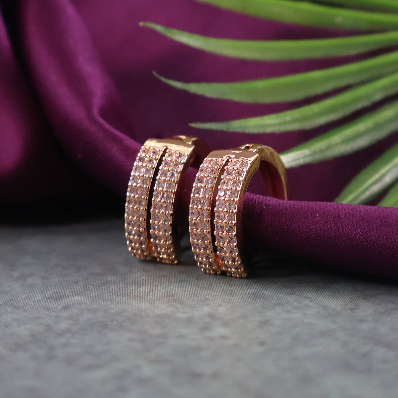 Elegant Double Row CZ Stone Hoop Earrings for Women