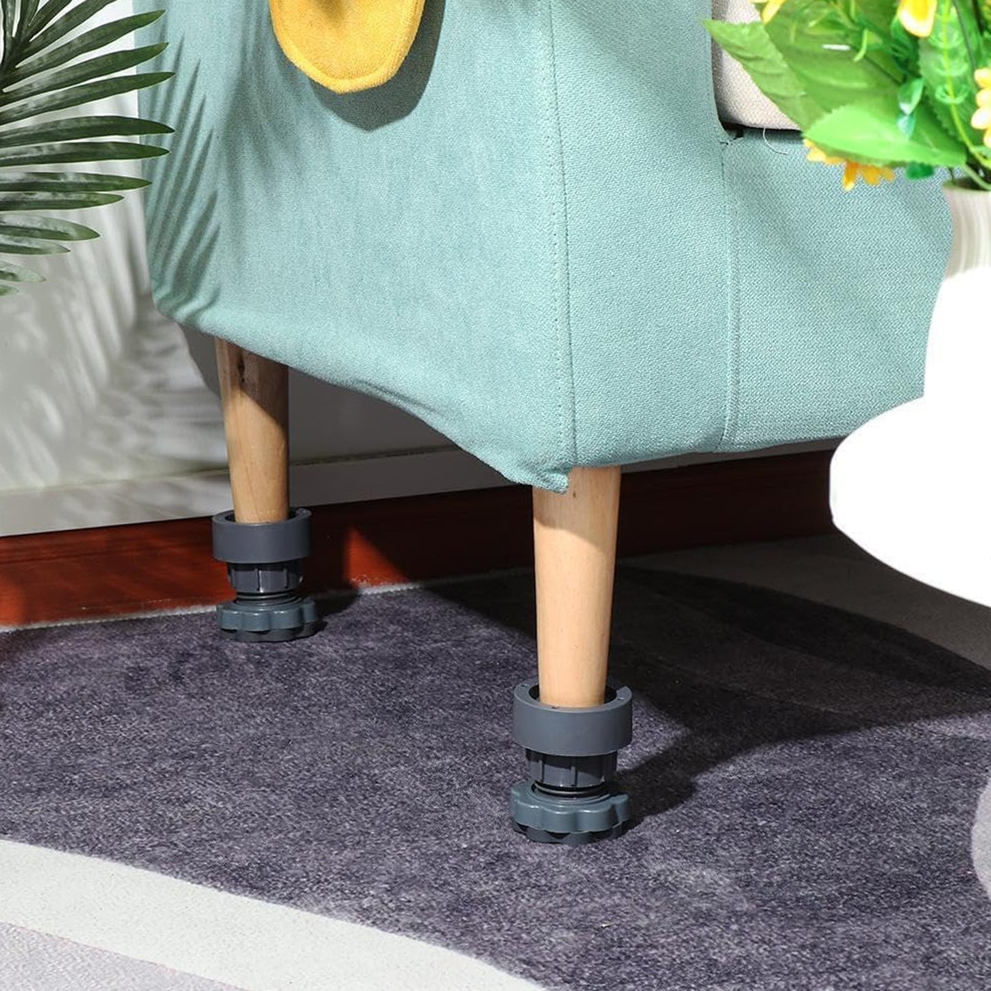 Plastic Washing Machine Vibration Feet , Adjustable Highly Non-Slip Support Anti Vibration Walk Shock Absorber Noise Cancelling Furniture Lifting Base (4 Pcs Set)