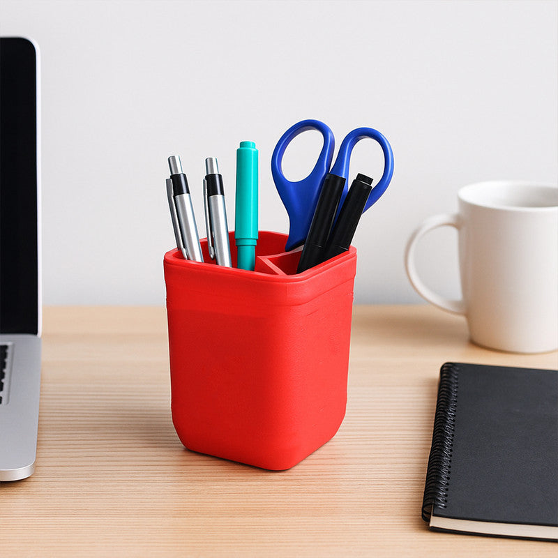OfficeMate Pen Stand – Tri-Section Desk Organizer for Stationery, Pens, and Office Supplies