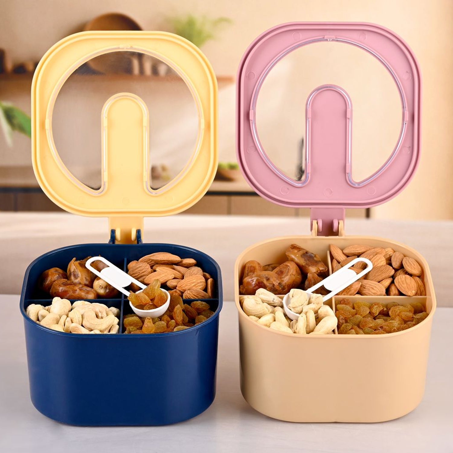 Fancy 4-Section Masala Box for Kitchen Storage (Spice Container)