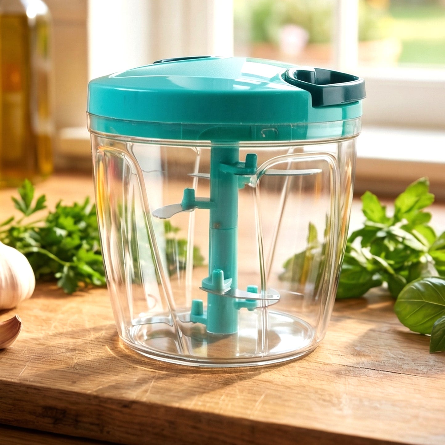Chopped onions and vegetables made using the 6 Blade Manual Food Chopper