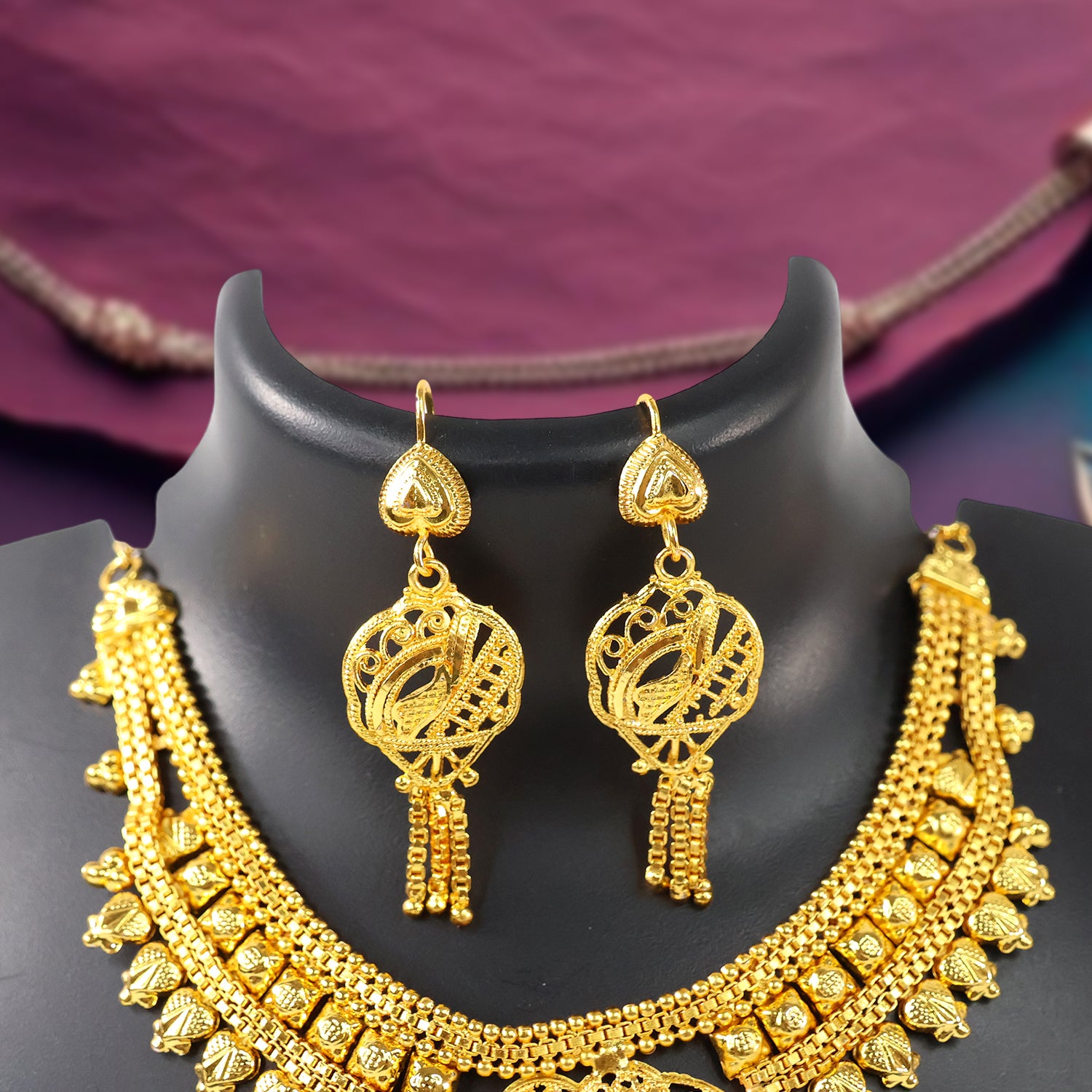 Gorgeous Necklace With Earrings Set Women & Girls (2Pc)