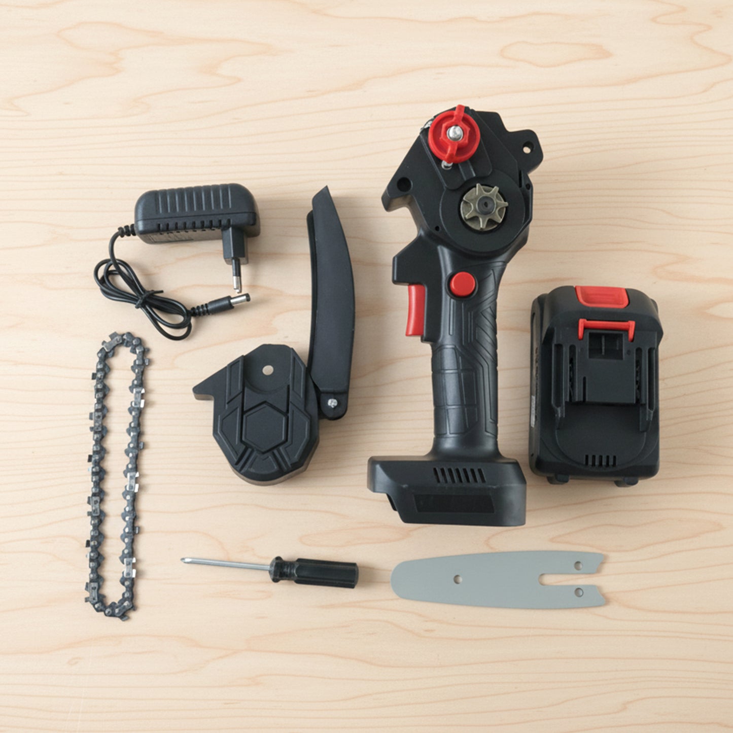 Mini Electric Cordless Chainsaw (1 Set, 48V, Blade size 28 Cm)