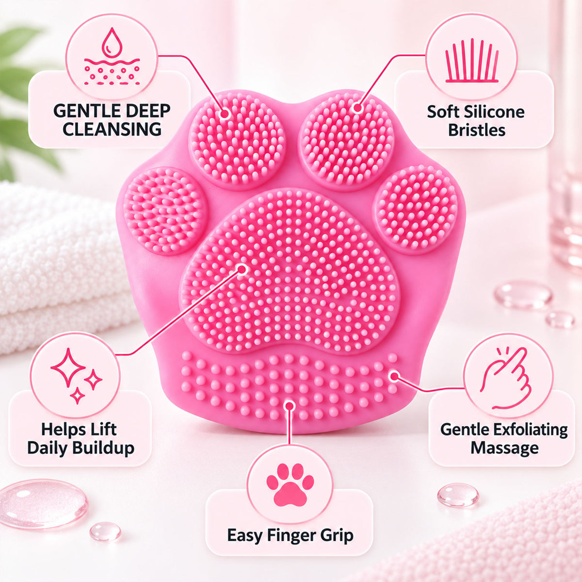 Silicone Face Scrubber, Paw Shape Finger Facial Cleansing Brush (1 Pc)