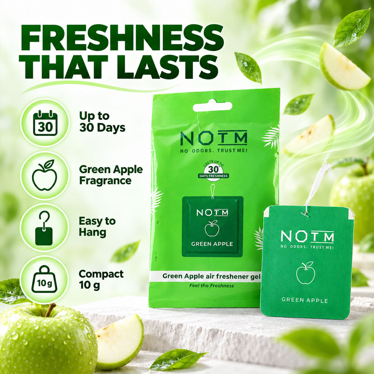 Green Apple Hanging Air Freshener Gel – Long Lasting Fruity Fragrance
