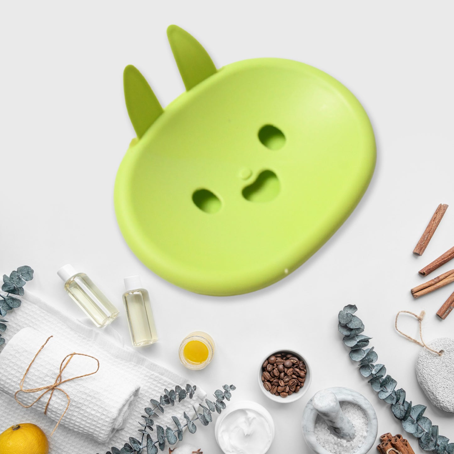 साबुन बॉक्स नाली साबुन बॉक्स प्यारा खरगोश आकार डबल साबुन कटोरा बॉक्स प्लास्टिक रैक भंडारण रैक बाथरूम शौचालय भंडारण बॉक्स