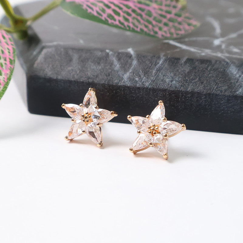 Sparkling Star-Shaped CZ Stone Stud Earrings for Women