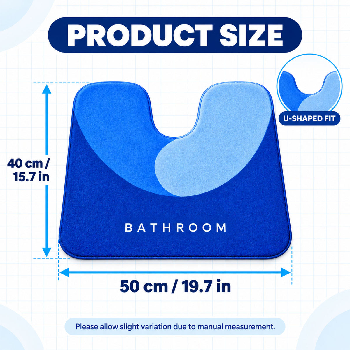 U Shape Toilet Contour Mat, Anti-Skid Absorbent Commode Rug (1 Pc, 40x50 Cm)