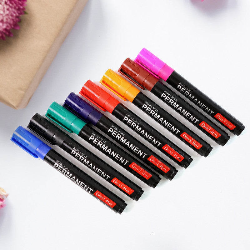 Permanent Marker Pen Set – Refillable, Quick-Drying, Multi-Color (Pack of 8)
