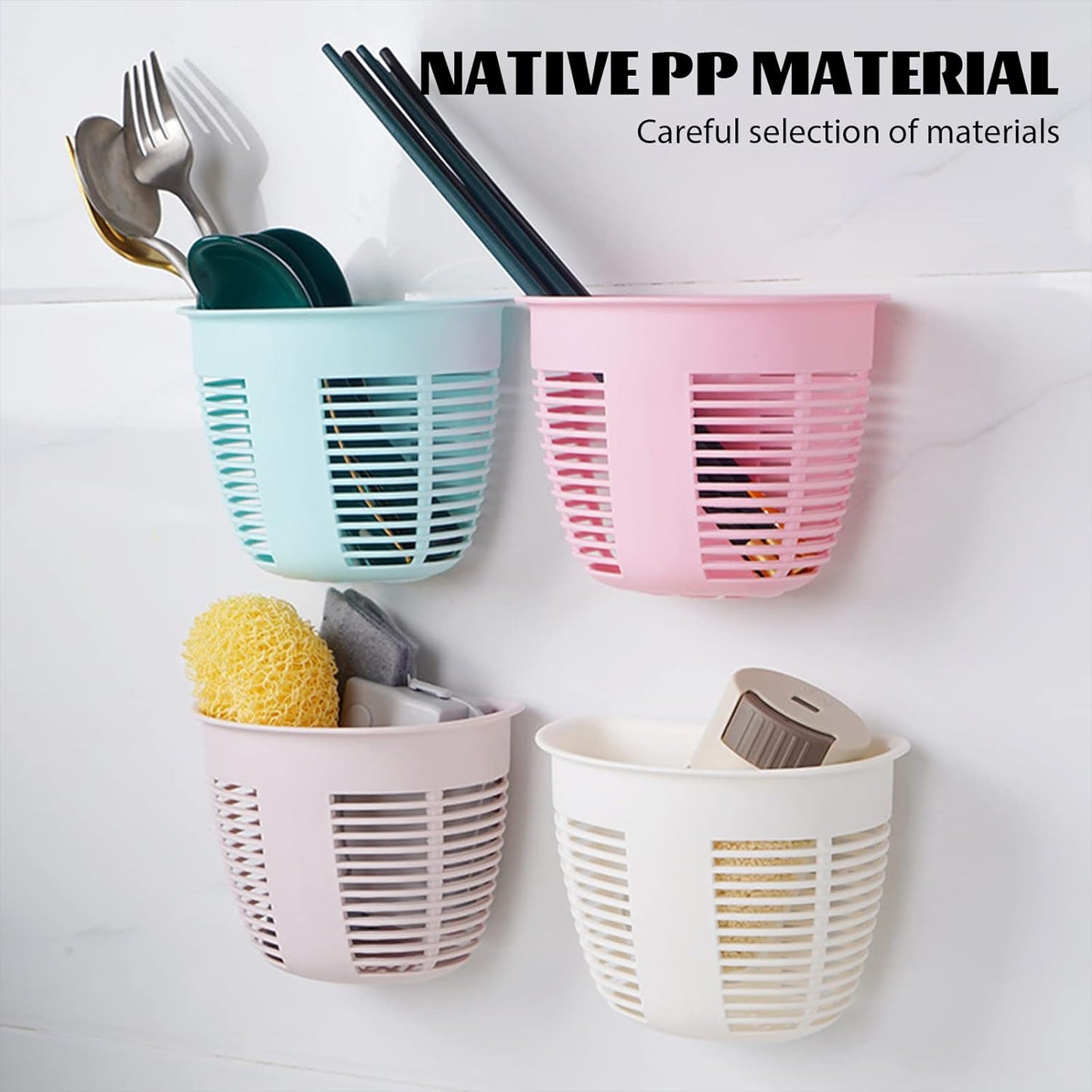 हैंगिंग प्लास्टिक स्टोरेज बास्केट, चिपकने वाला वॉल माउंटेड ऑर्गनाइज़र बॉक्स मेक अप होल्डर शेल्फ बाथरूम वॉल बास्केट पंच फ़्री ड्रेन बास्केट किचन बाथरूम के लिए, वॉल टाइप स्टोरेज बास्केट (1 पीस)