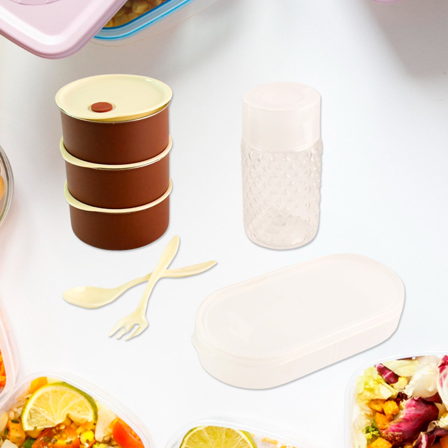 स्टील लंच बॉक्स सेट (4 पीस, काला)