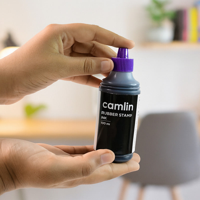 Camlin Rubber Stamp Ink – Violet Colour, 100 ml Long-Lasting Quick-Drying Ink for Office and Professional Use