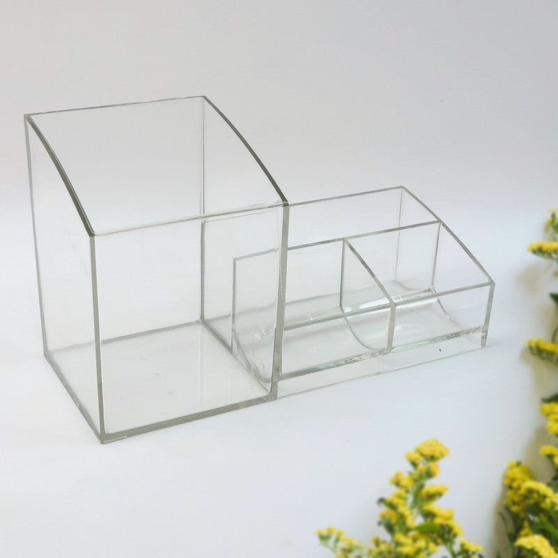 Khyati Elite Acrylic Desk Organizer – Multi-Compartment Transparent Stationery Holder