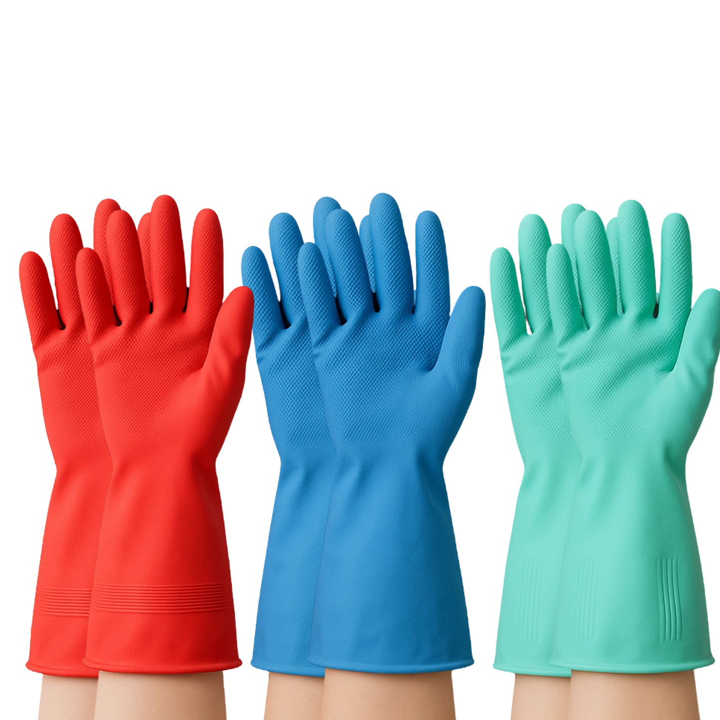 Long Cuff Multipurpose Rubber Cleaning Gloves (1 Pair, Mix Color)