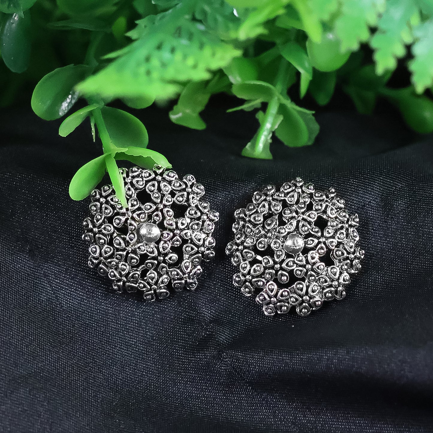 Silver Oxidized Earrings With Different Pattern (3Pc)