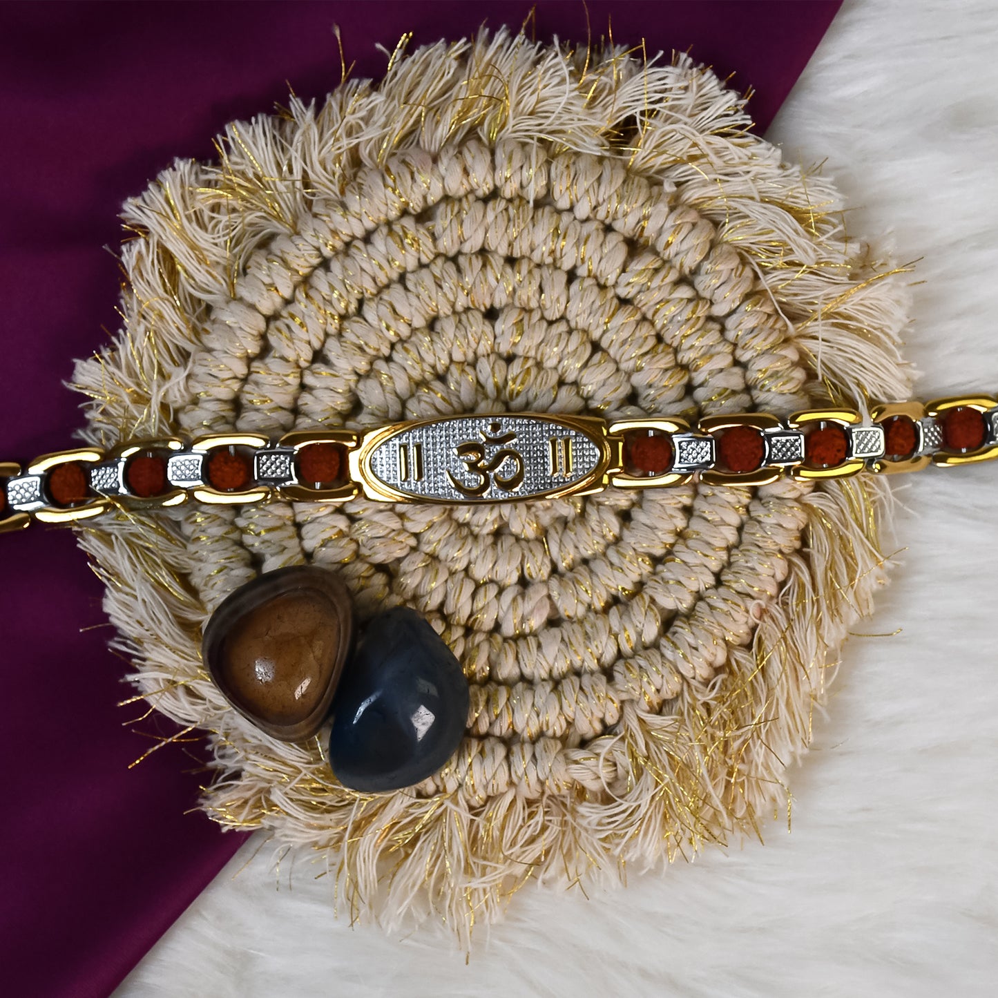 Om with Rudraksha Beads  Bracelet: Divine Energy, Healing, and IGP Guarantee Plating