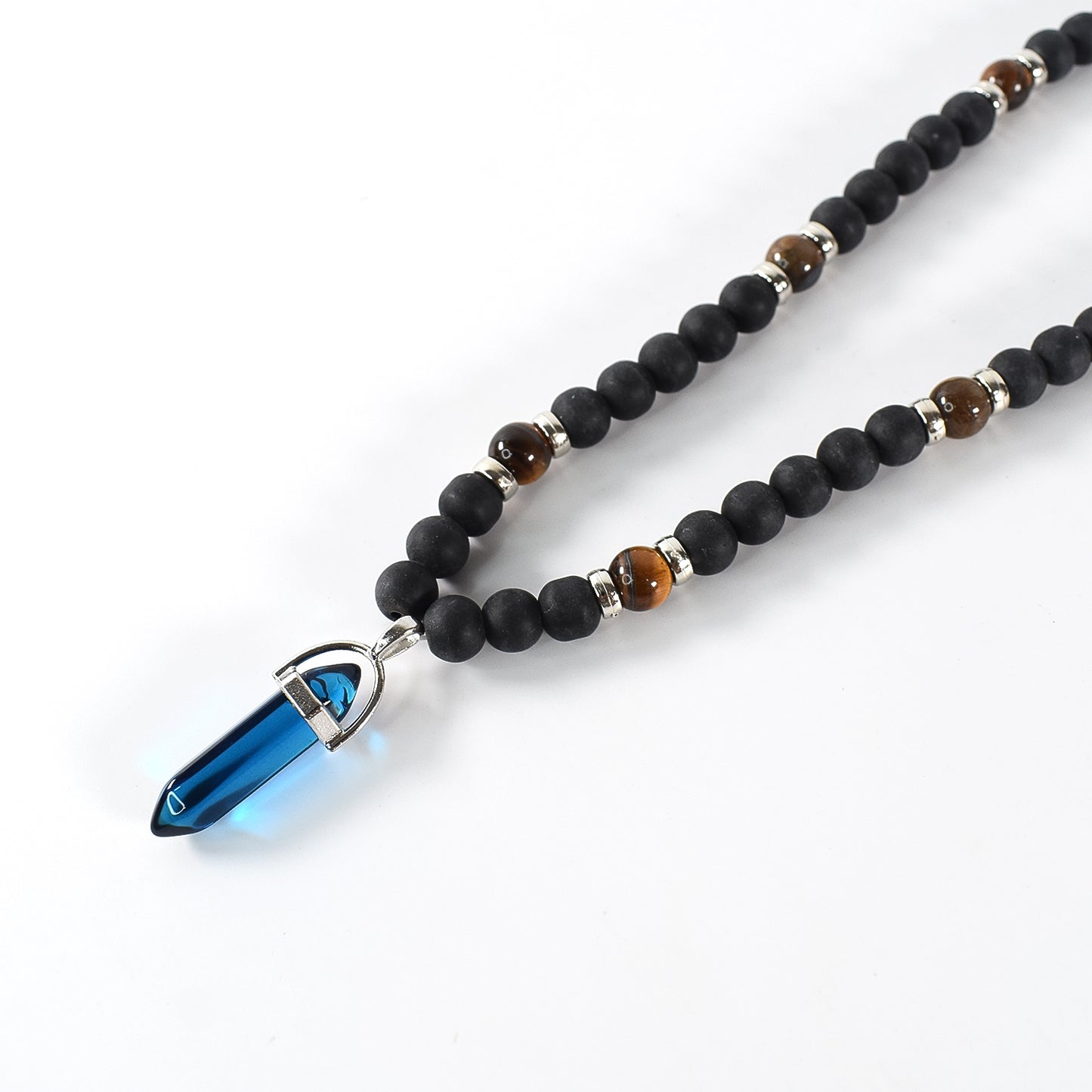 Natural Beads Necklace with Crystal Pillar