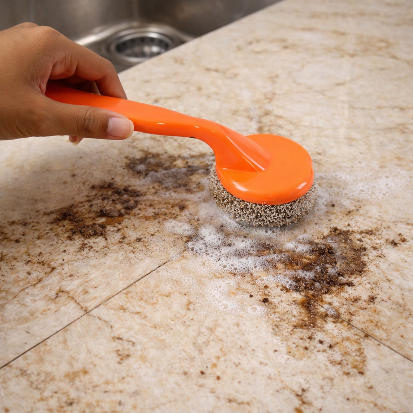 Heavy Duty Cleaning Scrubber Set with Long Handle (1 Set)