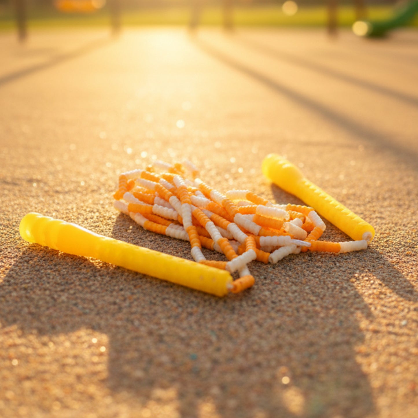 Yellow & White Beaded Skipping Jump Rope (1 Set)