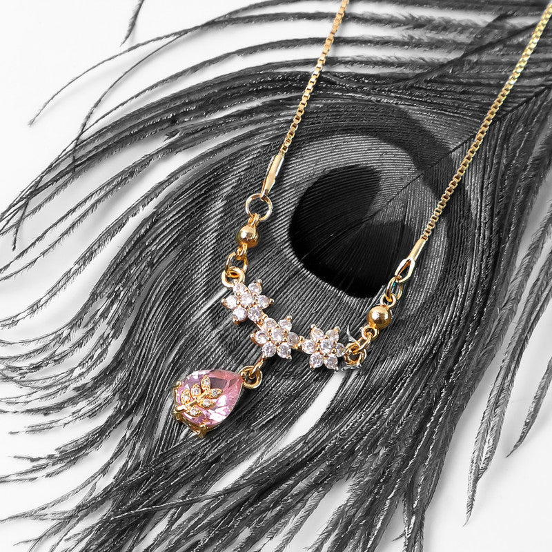Elegant Floral Crystal Pendant Necklace for Women