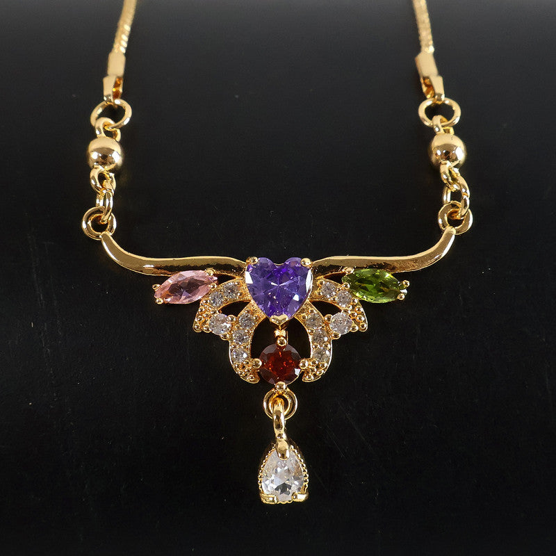 Elegant Multicolor Crystal Flower Pendant Necklace