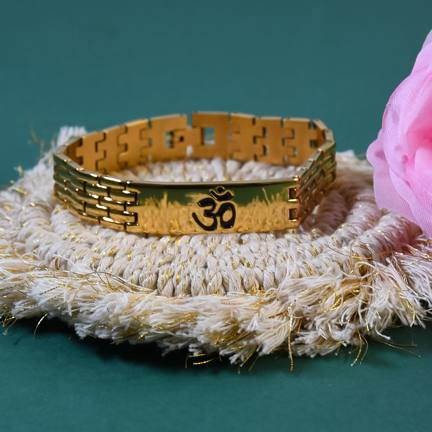 Om  Bracelet with Golden Plating: Divine Energy and Lasting Shine