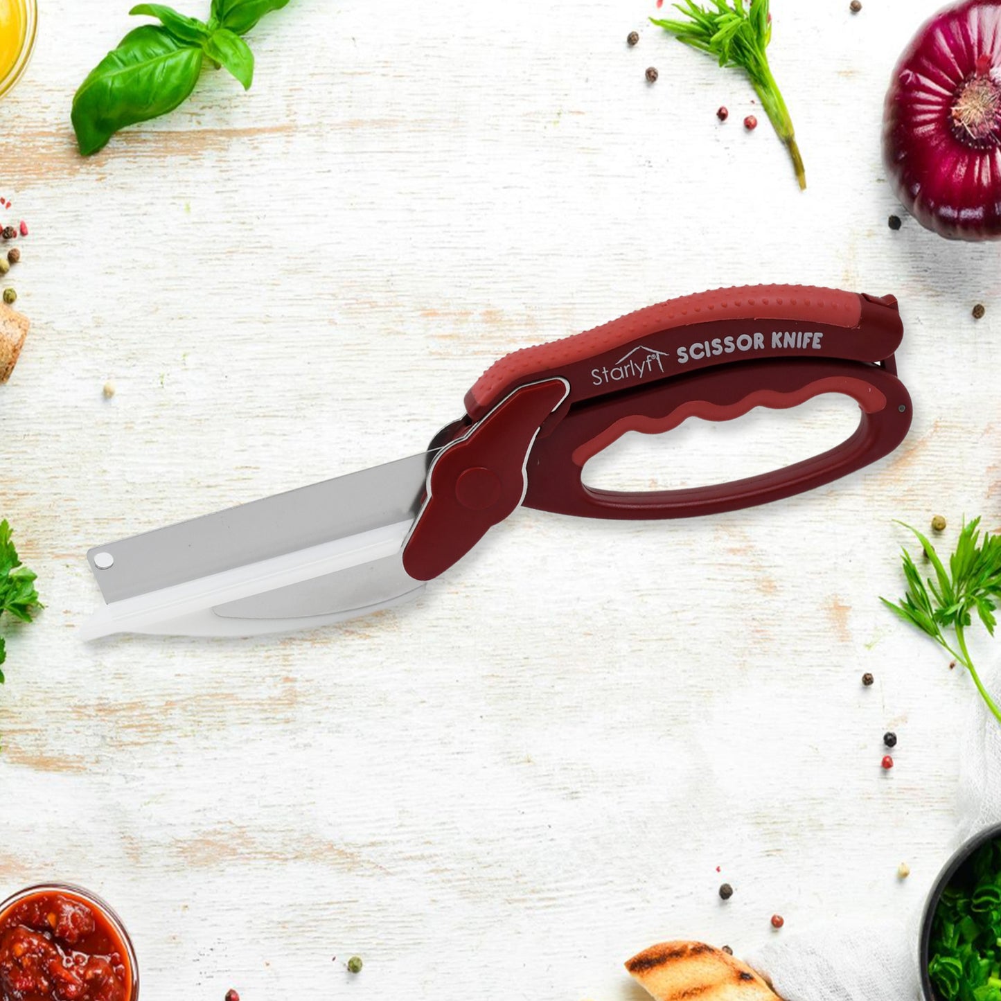 2-in-1 Kitchen Scissor with Stainless Steel Blades & Mini Chopping Board