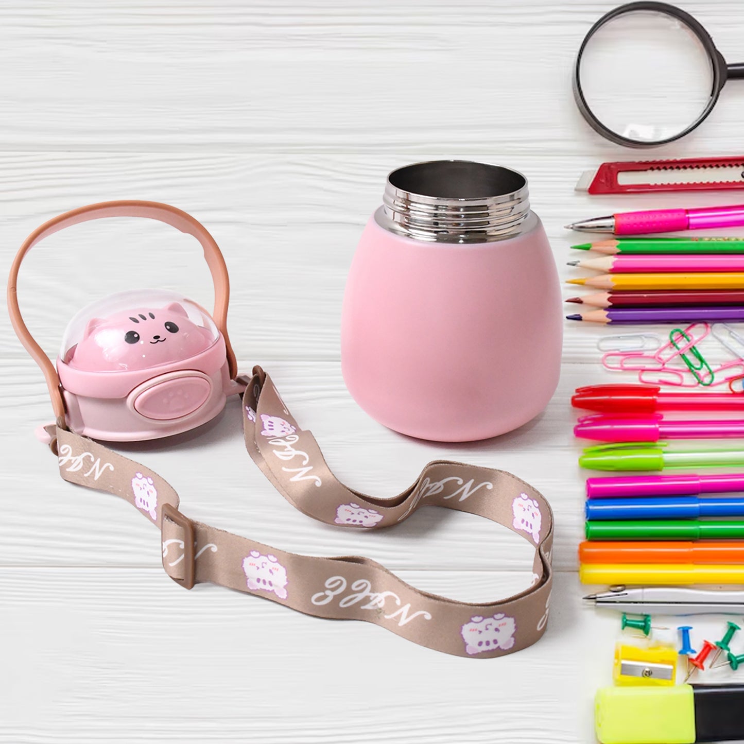 स्टेनलेस स्टील मग / बोतल वैक्यूम इंसुलेटेड कप हैंडल और स्ट्रैप के साथ (700 एमएल)