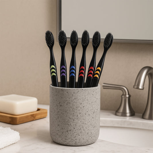 पुरुषों और महिलाओं, बच्चों, वयस्कों के लिए प्लास्टिक गोल बॉक्स के साथ सॉफ्ट टूथब्रश प्लास्टिक टूथब्रश (10 पीस सेट)