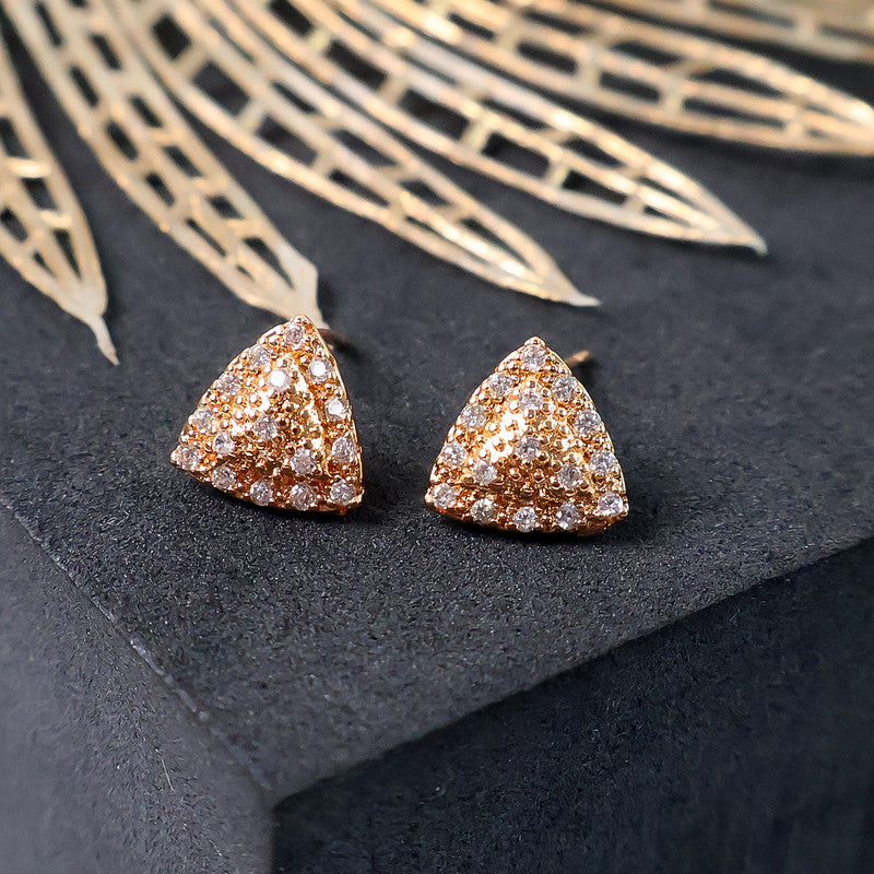 Trendy Gold-Plated Triangle CZ Stud Earrings for Women